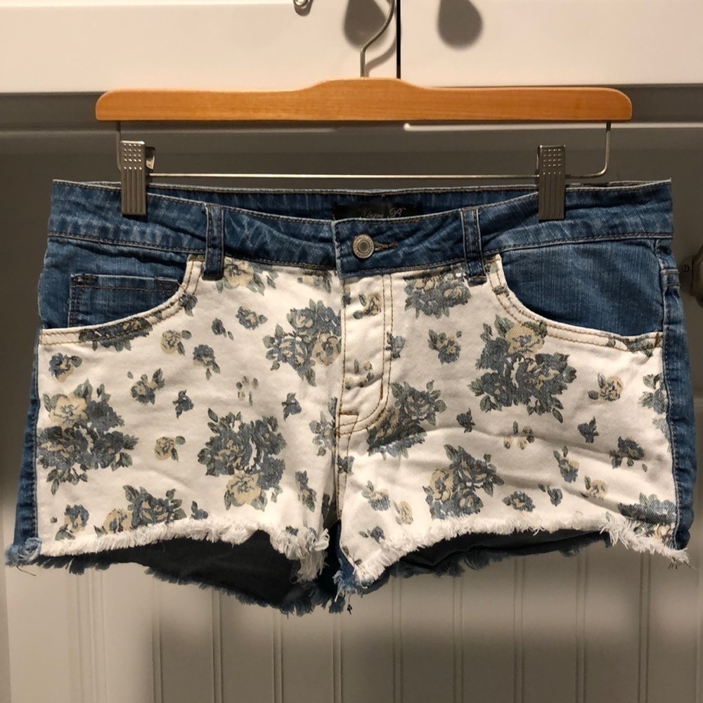 Klique B Denim Shorts with Floral and White Front